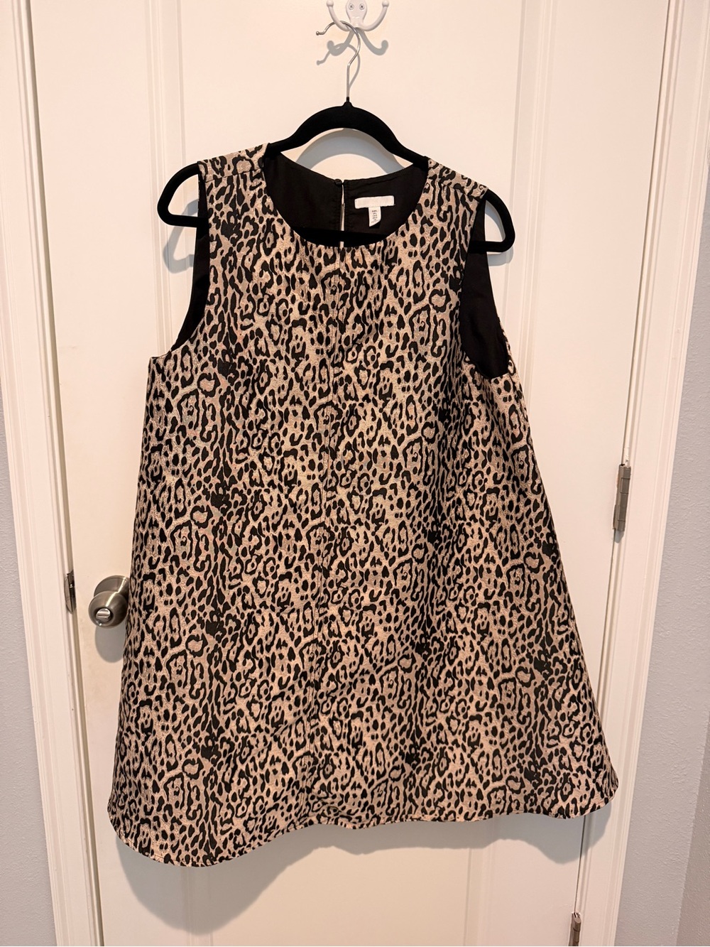 Leopard Print Sleeveless A-Line Dress - Tan & Black